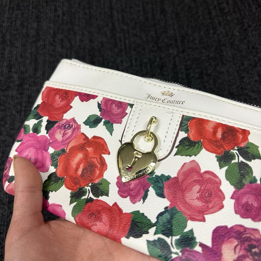 Juicy Couture Small Wristlet Clutch With Lock Charm Floral Print - Picture 6 of 7